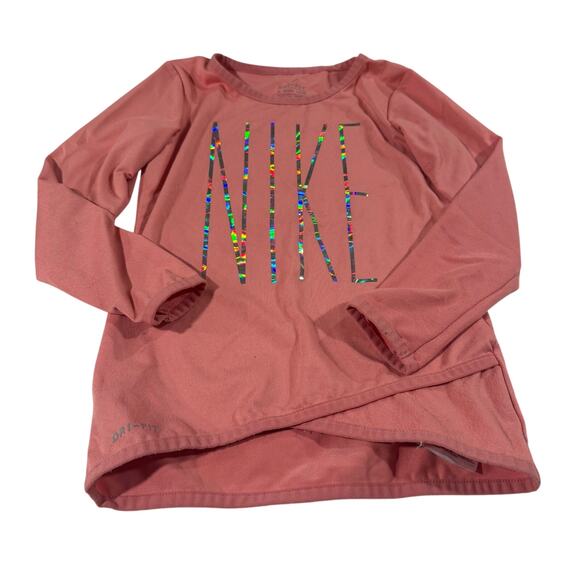 Nike Toddler Girl 3T Coral Dri-Fit Long Sleeve Shirt - Picture 1 of 5